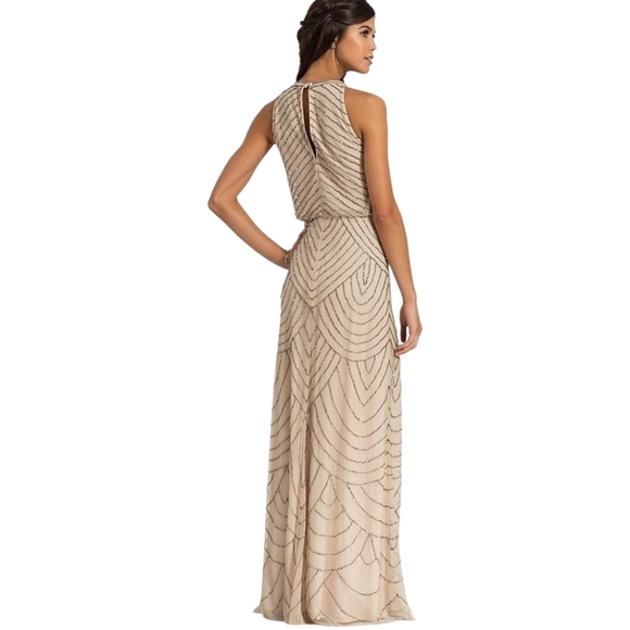 Adrianna Papell Beaded Halter Evening Gown Size 12 - Picture 2 of 8